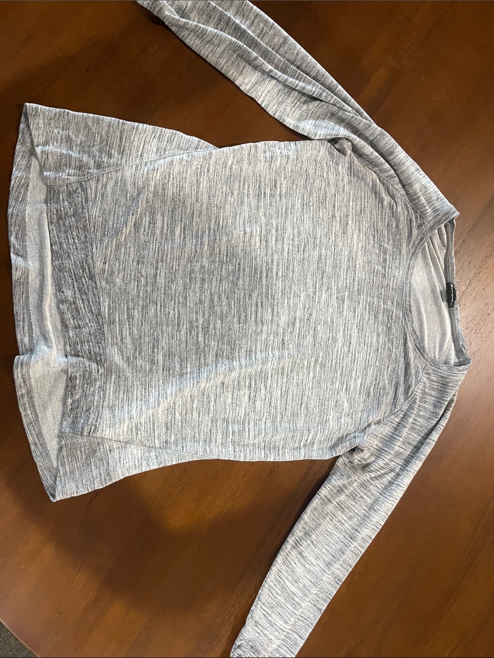 Champion Gray Heather Striped Long Sleeve Top